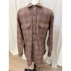 Pendleton Vintage 50s/60s Brown Shadow Plaid Wool Flannel Shirt Sz 15.5 USA Made